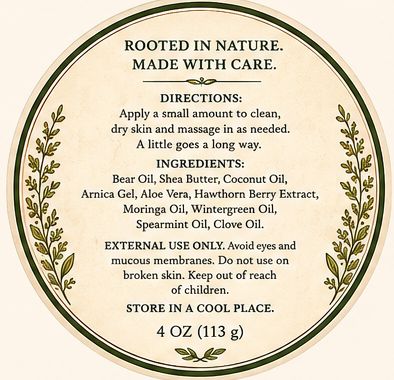 Pain & Muscle Bear Salve 4 oz